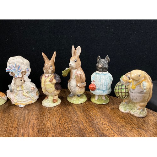 114 - Beswick Beatrix Potter figures - Mr Albert Ptolemy, Hunca Munca Sweeping, Old Mr Brown, Pig-Wig, Mr ... 