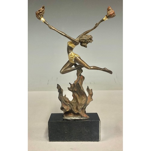 After Ferdinand Priess (1882-1943), An Art Deco bronze flame leaper ...