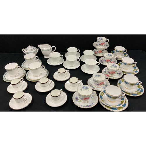 181 - Various tea sets including; five Wedgwood tea cups and saucers, three Royal Worcester Howard tea cup... 