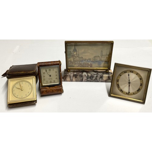 58 - A Swiss 8-day folding travelling timepiece, brass case, silver dial, Roman numerals, embossed The Bi... 