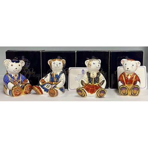 5 - Royal Crown Derby Paperweights - Frazer Scottish Teddy bear, Shona Scottish Teddy Bear, both with ce... 