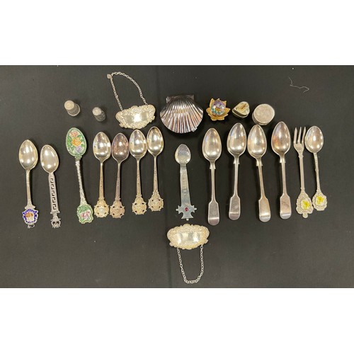 337 - A hand crafted millennium silver spoon, RP, London 2000, others continental white metal, silver plat... 