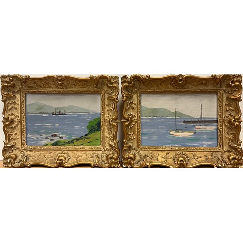 3 - Naive school (House of Cortinelli), 
A pair, Sails set, and along the Estuary 
oils on board, 9cm x ... 