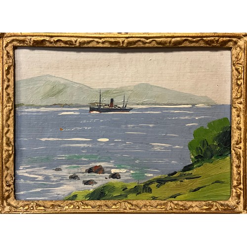 3 - Naive school (House of Cortinelli), 
A pair, Sails set, and along the Estuary 
oils on board, 9cm x ... 