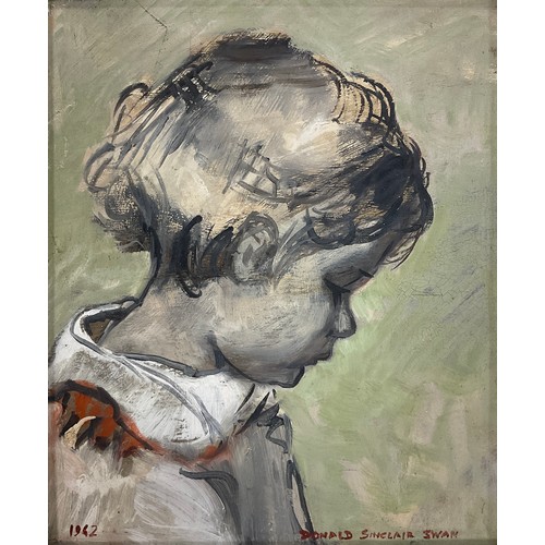 7 - Donald Sinclair Swan FRSA, 
‘Mary Jane’ Portrait of a little girl,
signed, dated 1962, oil on board,... 