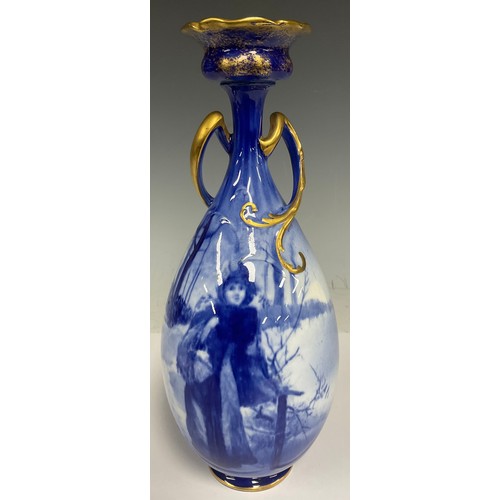 652 - A Royal Doulton blue and gilt children pattern vase, 24cm high