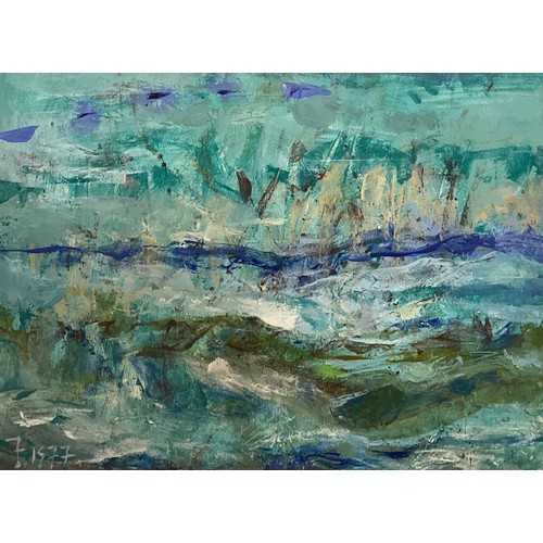 33 - Michael Forster  (bn. India, 1907-2002)  
Abstract seas, in blues and greens  
signed, dated 1977, P... 