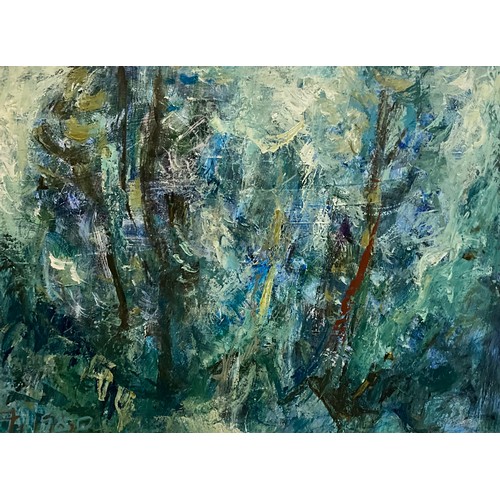 34 - Michael Forster  (bn. India, 1907-2002)  
Abstract in blues and greens 
signed, Polymer medium / Acr... 