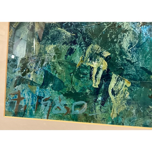 34 - Michael Forster  (bn. India, 1907-2002)  
Abstract in blues and greens 
signed, Polymer medium / Acr... 