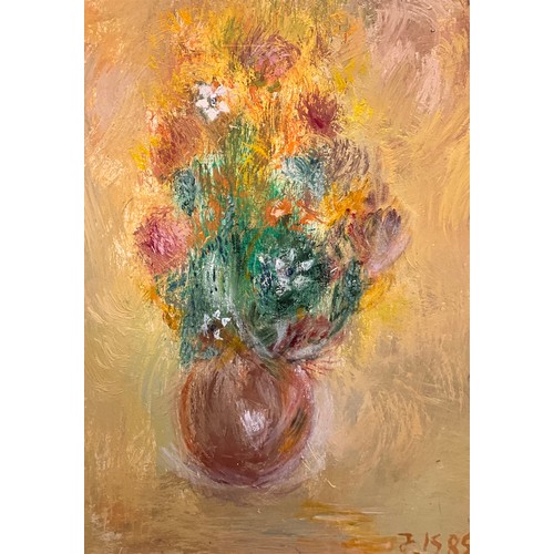 35 - Michael Forster  (bn. India, 1907-2002)  
Flowers in a vase, earthy tones
signed, Polymer medium / A... 