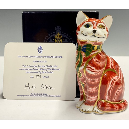 26 - A Royal Crown Derby paperweight, Cheshire Cat, specially commissioned by John Sinclair, limited edit... 