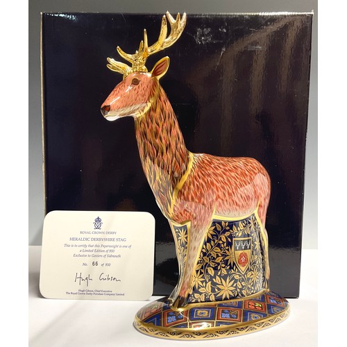 28 - A Royal Crown paperweight, Heraldic Derbyshire Stag, the second of a pair of paperweights inspired b... 