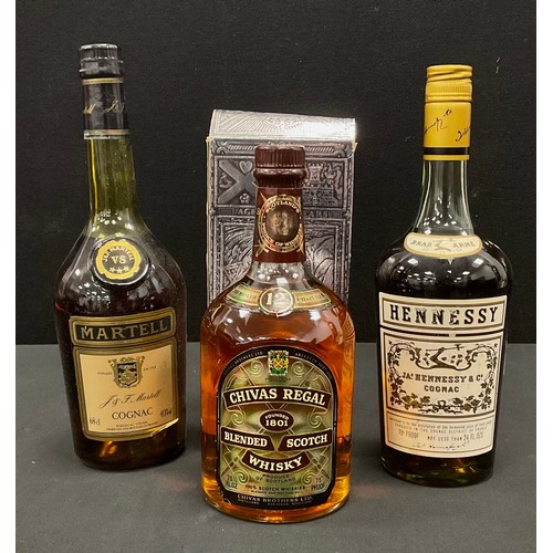 10 - Whiskeys and spirits - Chivas Regal blended scotch whiskey, boxed, Hennessy Cognac, other (3)