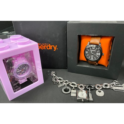 228 - Watches - Superdry Thor Midi professional black dial, quartz movement, brown leather strap;  ICE cla... 