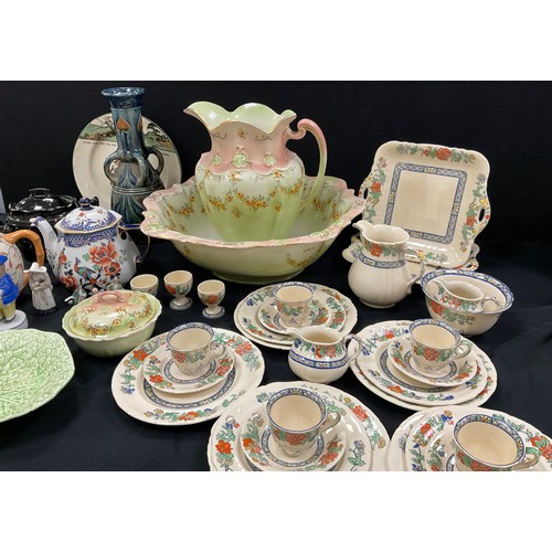 40 - Ceramics - A Masons Ironstone part tea set, w 1-1 goss stakesphem cottage, washing jug and bowl set,... 