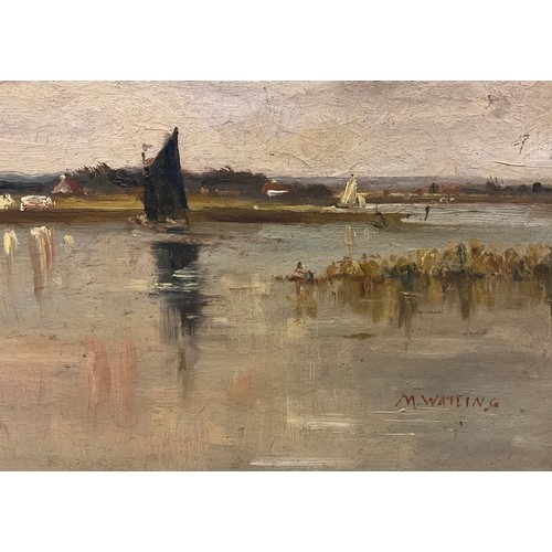 17 - M. Watling (bn. c.1900) 
The Norfolk Broads
signed, oil on board, 27cm x 36.5cm.