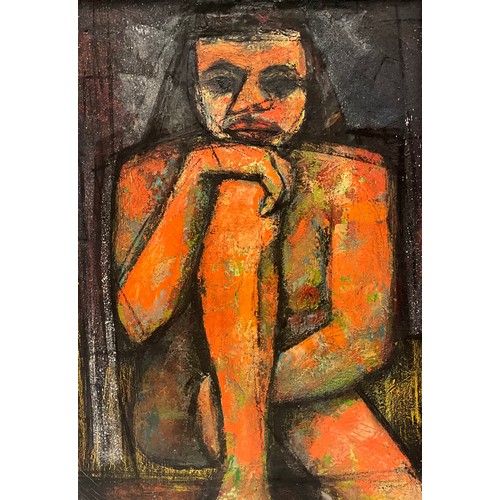 45 - Modern British School 
Seated Figure 
oil on canvas, 66cm x 46cm.