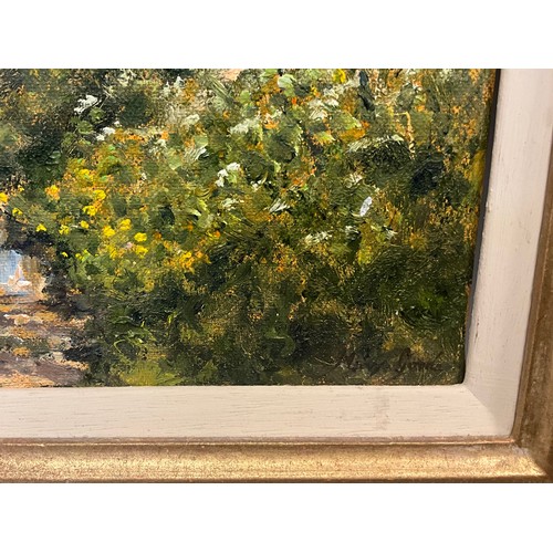 54 - Mervyn Goode (bn. 1948) 
Dees cart track, Buttercups and Hedge Parsley 
signed, oil on canvas, 30.5c... 