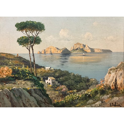 70 - L. Sahia (Italian, 20th century) 
The Adriatic coast 
signed, oil on board, 29cm x 39cm.