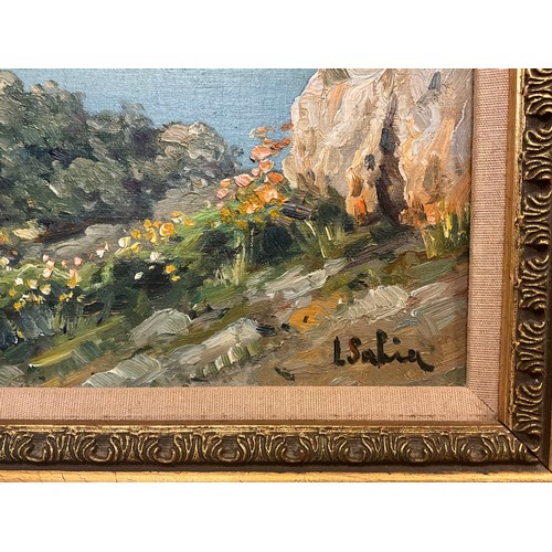 70 - L. Sahia (Italian, 20th century) 
The Adriatic coast 
signed, oil on board, 29cm x 39cm.