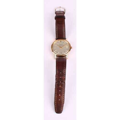 1000 - Omega - a gold plated automatic wristwatch ref 166-0202, 34mm diameter gold plated case, brushed sil... 