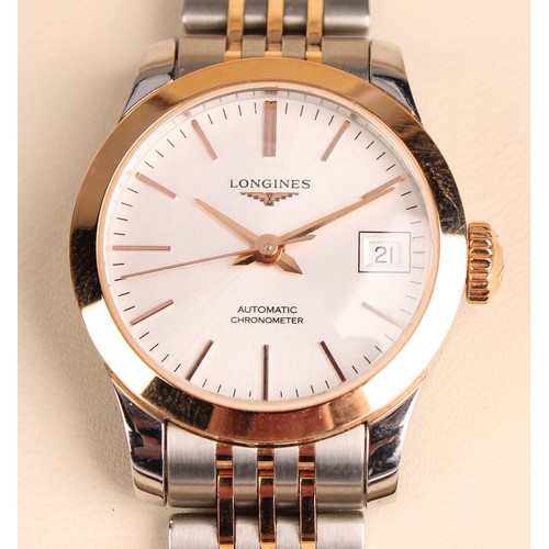 1020 - Longines - a lady's Record L2.320.5.72.7 Automatic Chronometer two tone steel and gold bracelet wris... 