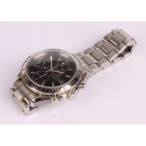 1035 - Omega - Speedmaster Automatic stainless steel wristwatch, ref 175 0083, black dial, three subsidiary... 