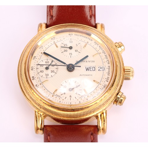 1045 - A Mappin & Webb automatic chronograph wristwatch, ref 4.110.0.0.05, gold coloured 36mm diameter case... 