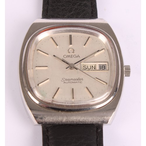 1051 - Omega - a Seamaster Automatic wristwatch, ref 1660211.1, 35mm wide stainless steel Tv case, silver d... 