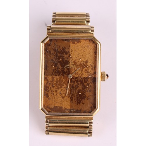 1059 - Omega - a unusual 8400 397 De Ville silver gilt cased automatic wristwatch, canted rectangular 23mm ... 