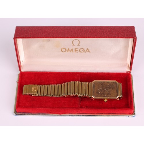 1059 - Omega - a unusual 8400 397 De Ville silver gilt cased automatic wristwatch, canted rectangular 23mm ... 