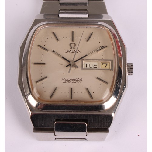 1061 - Omega - a Seamaster automatic stainless steel TV wristwatch, ref 1660256/3660861, silver dial, block... 