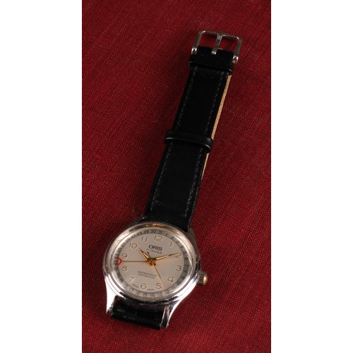 1062 - Oris - a 1960s mid-size 30mm diameter stainless steel calendar wristwatch, Ref 302-7285B, the light-... 