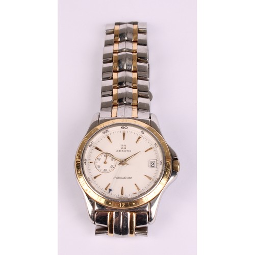 1065 - Zenith - an Elite class 6 dual time 18ct gold and stainless steel automatic wristwatch, 38mm diamete... 