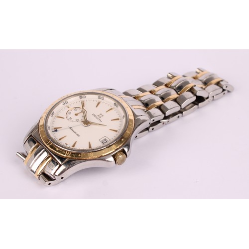 1065 - Zenith - an Elite class 6 dual time 18ct gold and stainless steel automatic wristwatch, 38mm diamete... 