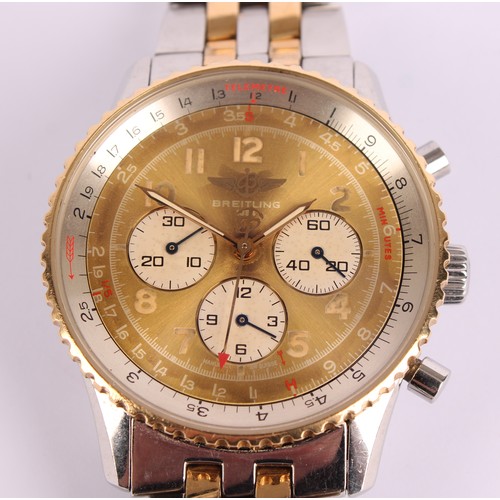 1069 - Breitling - a Navitimer chronograph two tone gold and stainless steel wristwatch, 37mm diameter case... 