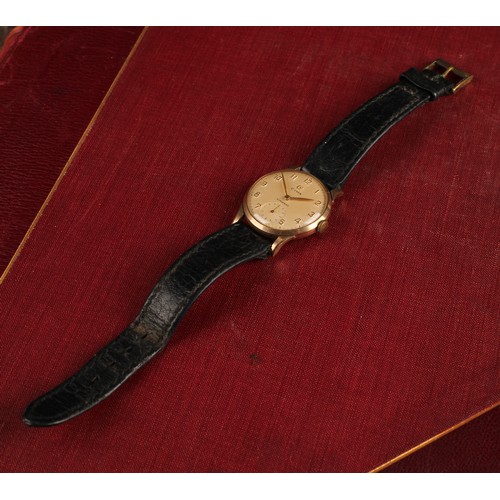 1084 - Cyma -a 1960s Cymaflex 9ct gold cased mechanical wristwatch, cream dial, raised Arabic numerals, sub... 