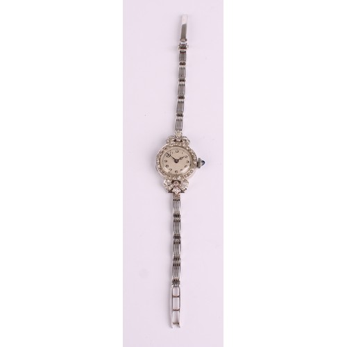 1089 - A diamond encrusted ribbon bows cocktail watch, silver dial, Arabic numerals, tied ribbon bows case ... 