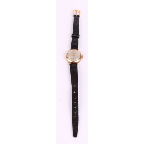 1135 - Tudor - a ladies 9ct gold cased wristwatch, silver dial, Arabic numerals and block baton markers, su... 