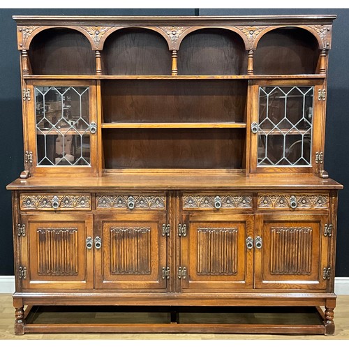 332 - An Old Charm oak dresser, 183cm high, 187cm wide, 48.5cm deep