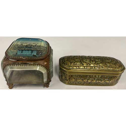 168 - An Edwardian jewellery casket, Imperial National Exhibition, 6.5cm high; another, a 19th century con... 