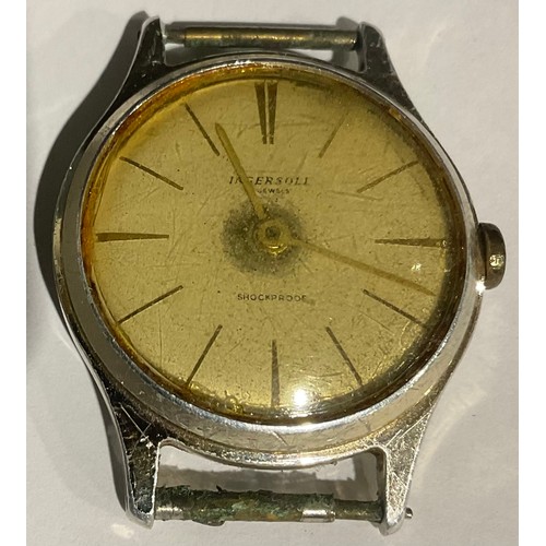 552 - A Bucherer 15 jewel vintage wristwatch, 3.3cm in diameter; another wristwatch, Ingersoll (2)