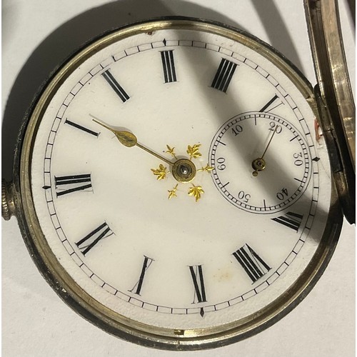 554 - A late 19th century continental lady's silver open face pocket watch, white enamel dial, Roman numer... 