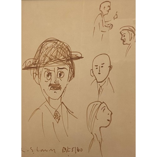 62 - Laurence Stephen Lowry R.A. (1887 - 1976)
Man In a Bowler, signed, dated 5/60, felt tip on brown pap... 