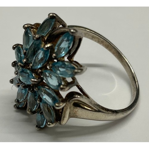 703 - Selection of Sterling Silver Blue Topaz Jewellery to include; a ring, a Blue Topaz and White Topaz p... 