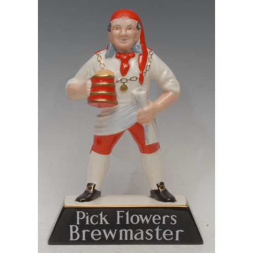 3587 - Advertising - a Carlton Ware porcelain advertising bar figure, Pick Flowers Brewmaster, 24cm high; a... 