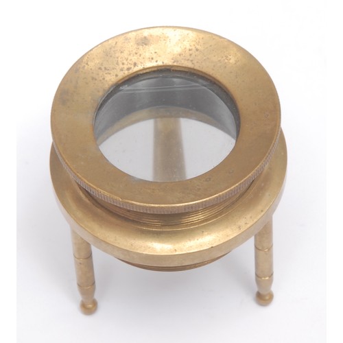 3729 - Cartography - a brass tripod map reading lens, 4.5cm diam