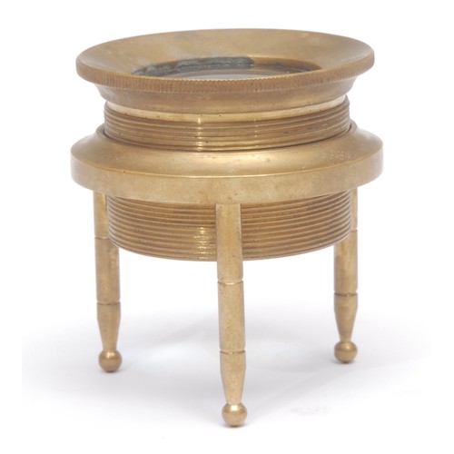 3729 - Cartography - a brass tripod map reading lens, 4.5cm diam