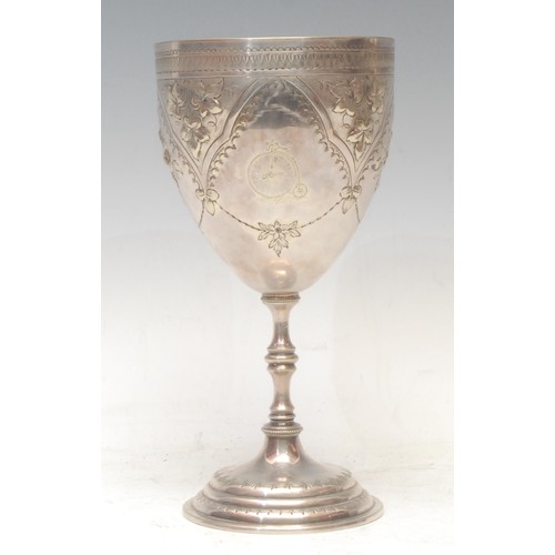 3671 - Cycling History - a Victorian silver plated cycling winner's cup, awarded to R.F. Carr for the 5 mil... 