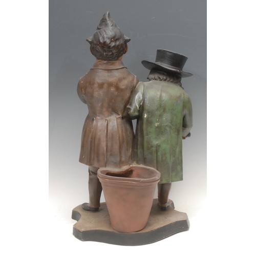 3028 - A 19th century terracotta group, modelled as a pair of gentlemen, probably political caricatures, 55... 